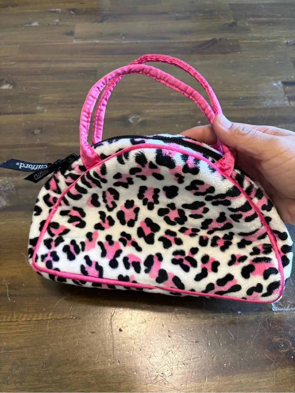 Vintage Clifford The Big Red Dog Pink Leopard Plush Mini Purse Douglass Toys Y2K